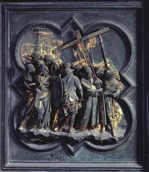 The Ascent of Christ to Calvary, seventeenth panel of the North Doors of the Baptistery of San Giovanni